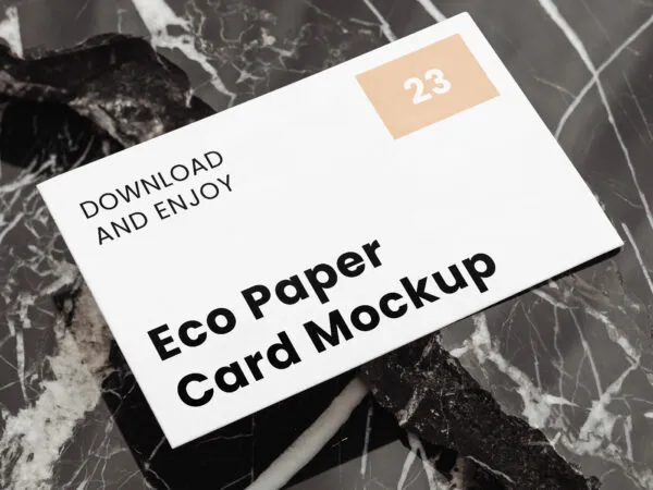 Perspective Sight of Business Card Mockup on Marble 1