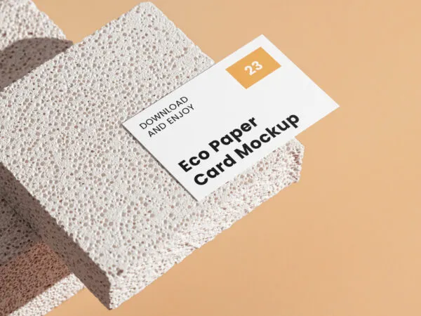 Perspective Sight of Business Card Mockup with Bricks 1