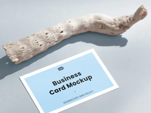 Perspective Sight of Business Card Mockup with Stick 1