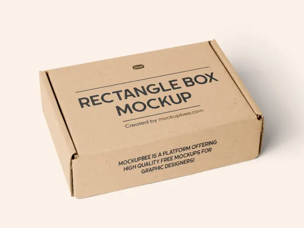 Perspective Sight of Cardboard Box Mockup 1