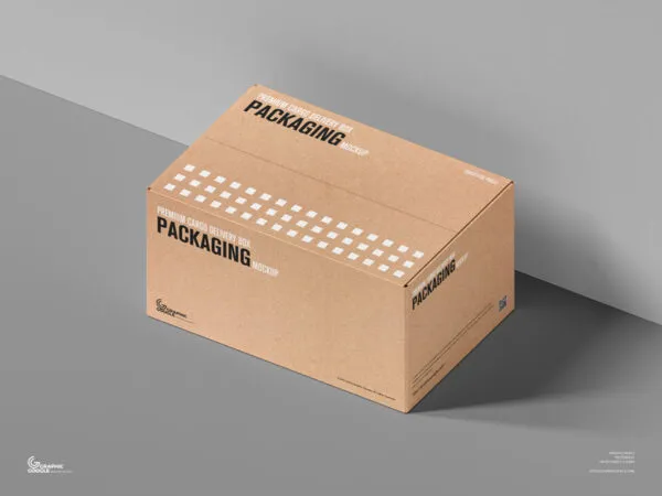Perspective Sight of Cargo Delivery Box Packaging Mockup 1