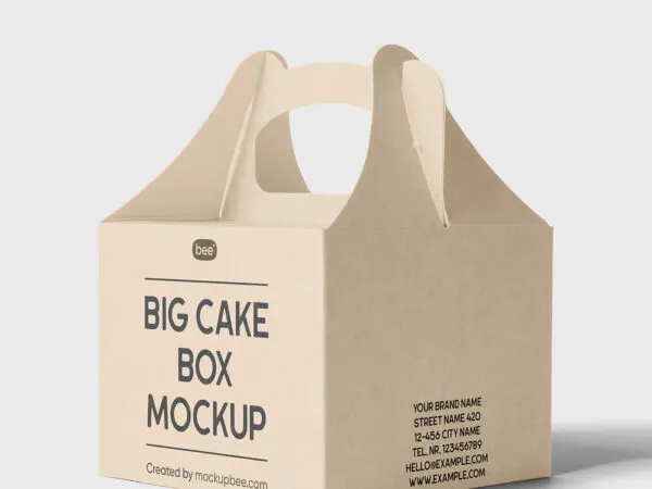 Perspective Sight of Food Box Mockup with Handle 1