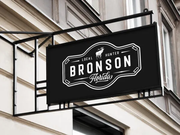 Perspective Sight of Hanging Rectangle Sign Mockup 1