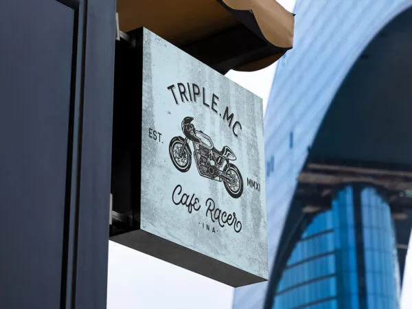 Perspective Sight of Hanging Signage Mockup 1