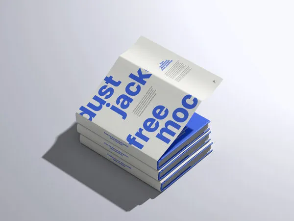 Perspective Sight of Hardcover Dust Jacket Book Mockup 1