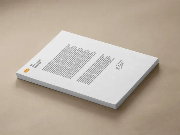 Perspective Sight of Lying Letterhead Stack Mockup 1