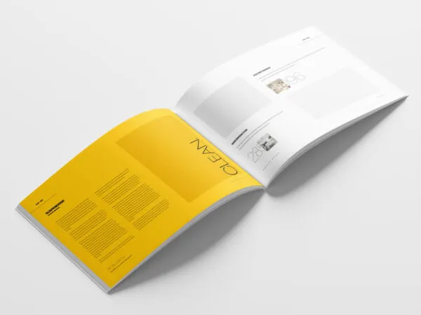 Perspective Sight of Open A4 Landscape Magazine Mockup 1