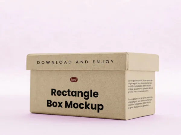 Perspective Sight of Rectangle Paper Box Mockup 1