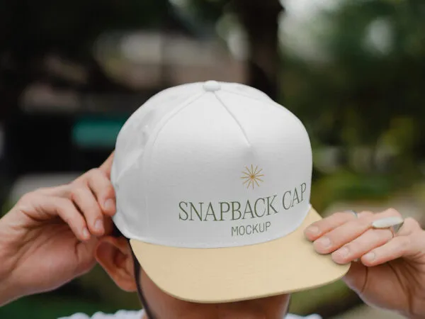 Perspective Sight of Snapback Cap Mockup 1