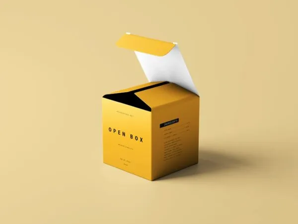 Perspective Sight of Square Open Box Mockup 1
