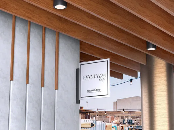 Perspective Sight of Square Shop Sign Mockup 1