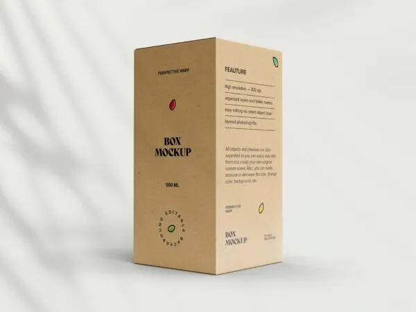 Perspective Sight of Standing Craft Paper Box Mockup 1