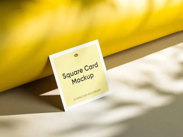 Perspective Sight of Standing Square Card Mockup 1