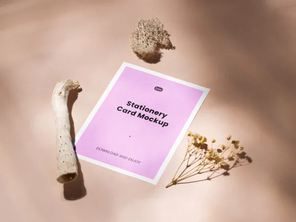 Perspective Sight of Stationery Paper Card Mockup 1