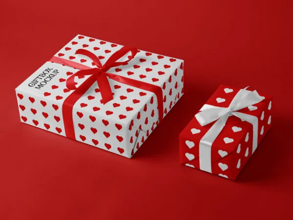 Perspective Sight of Valentines Gift Boxes Mockup 1