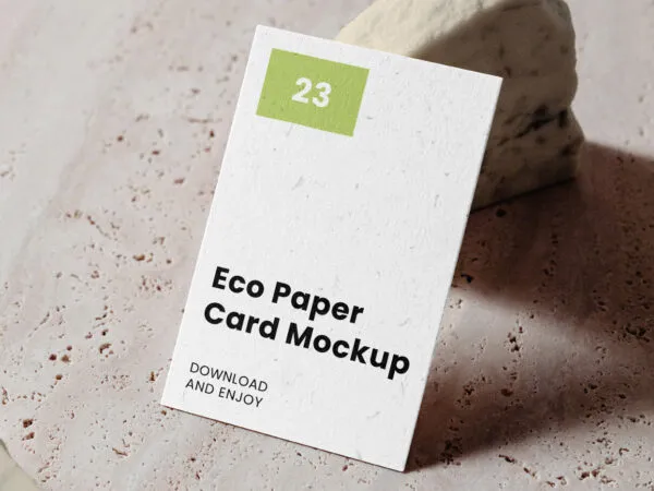 Perspective Sight of Vertical Card Mockup on Stones 1