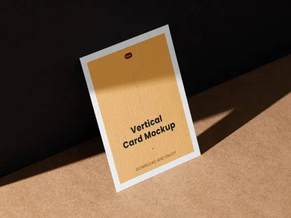 Perspective Sight of Vertical Paper Card Mockup 1
