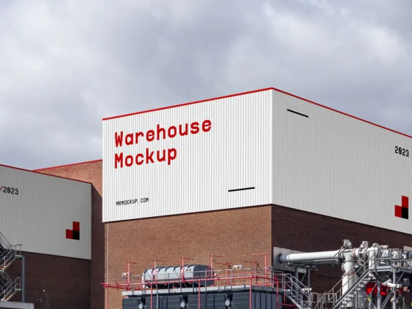Perspective Sight of Warehouse Building Mockup 1