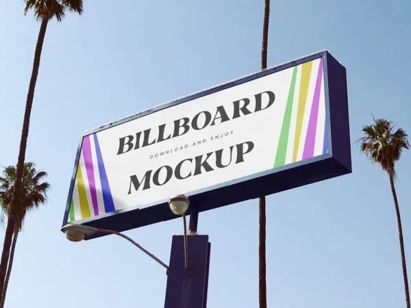 Perspective Sight of Wide Billboard Mockup 1
