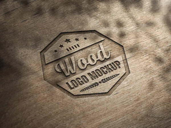Perspective Sight of Woodcut Logo Mockup 1