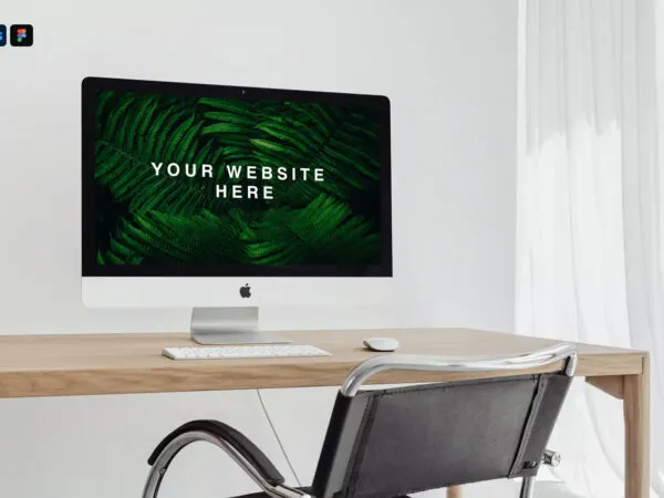 Perspective Sight of iMac Pro Mockup on Desk 1