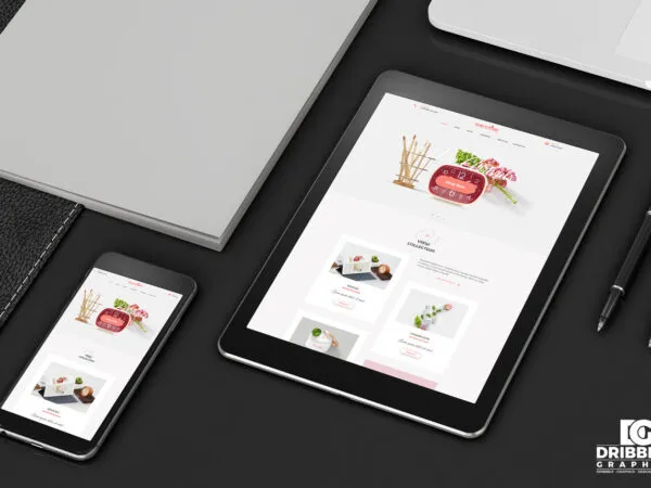Perspective Tablet and Smartphone on a Table Mockup 1