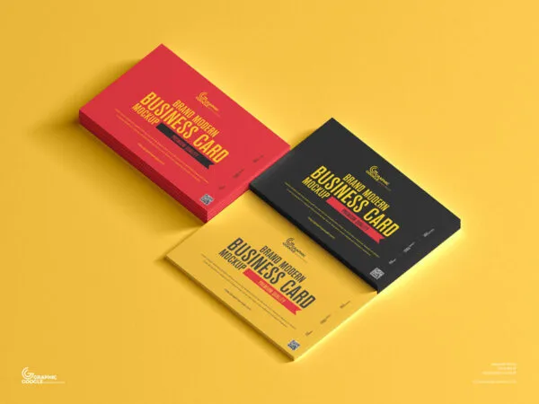 Perspective View 3 Stacks of Business Cards on Floor Mockup 1