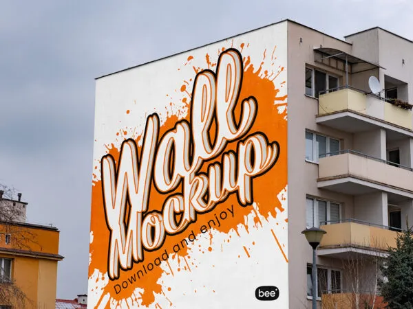 Perspective View City Building Wall Mockup 1
