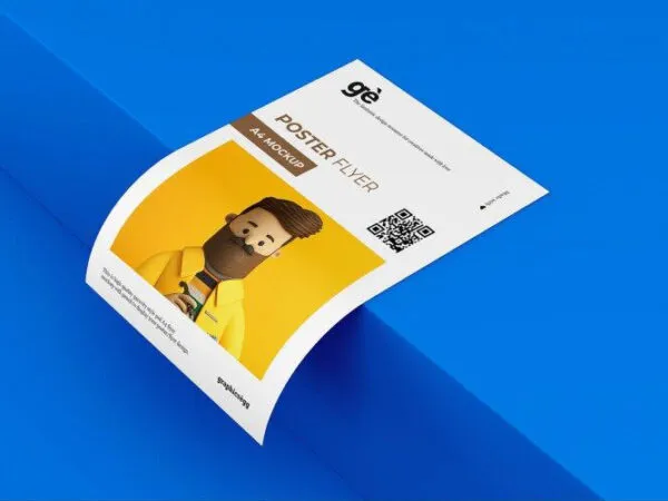 Perspective View Curved A4 Flyer Mockup 1