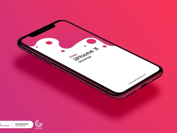 Perspective View Floating iPhone X Mockup 1