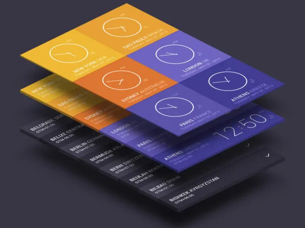 Perspective View Isometric UI Mockup in Different Depth Sizes 1