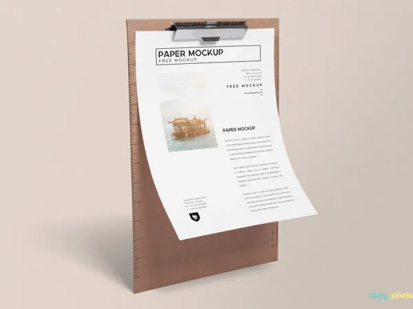 Perspective View Letter and Clipboard Mockup 1