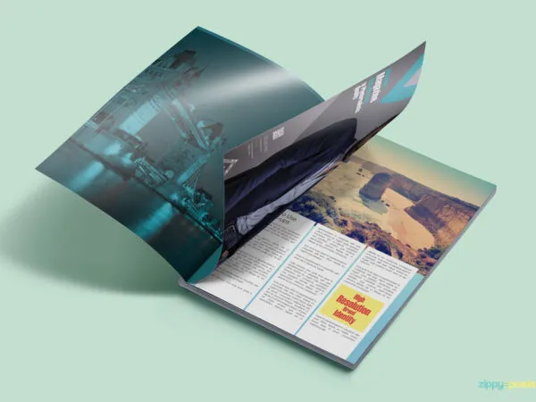 Perspective View Magazine Flapping Open Mockup 1