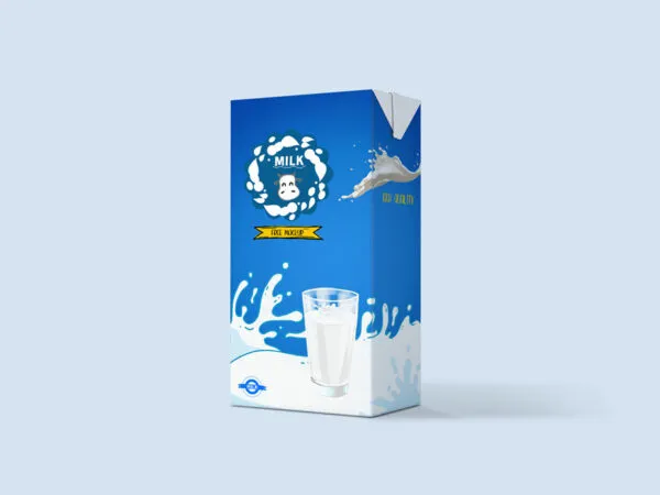 Perspective View Milk Packaging Mockup 1