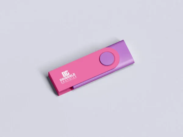 Perspective View Minimalistic USB Flash Drive on Floor Mockup 1