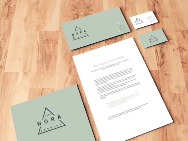 Perspective View Mockup Scene of Stationery on Wooden Floor 1