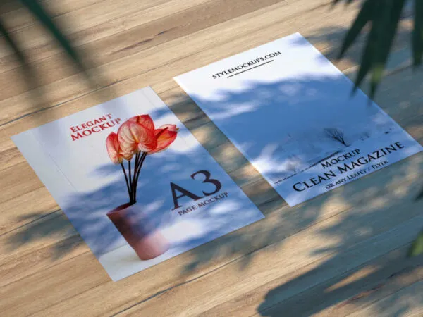 Perspective View Mockup of Two A3 Posters in Outdoor Setting 1