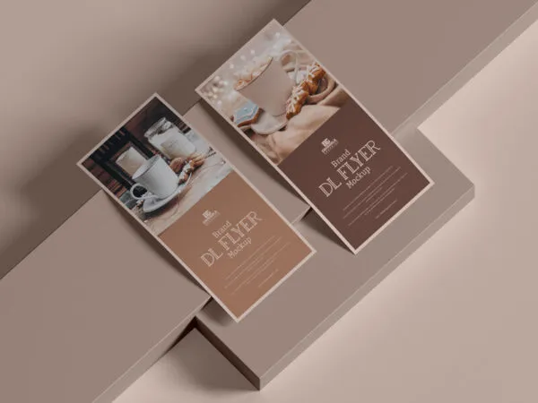 Perspective View Mockup of Two DL Size Flyers 1
