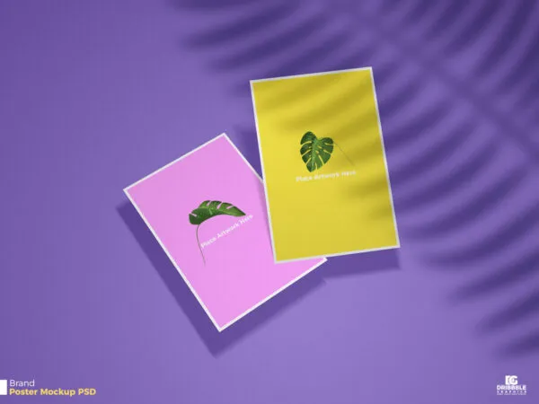 Perspective View Mockup of Two Posters with Shadows 1