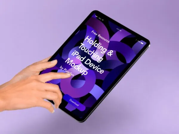 Perspective View Mockup of iPad Tablet in Hand 1
