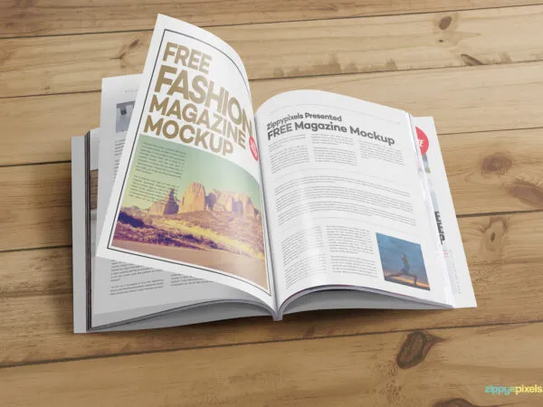 Perspective View Open Flipped Catalog Mockup 1