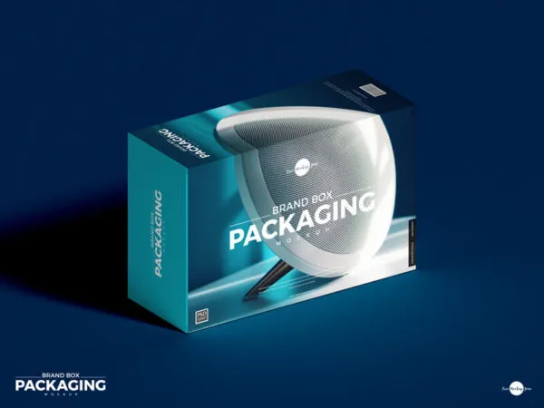 Perspective View Rectangular Box Packaging on Floor Mockup 1