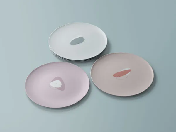Perspective View Round Dishes Mockup 1