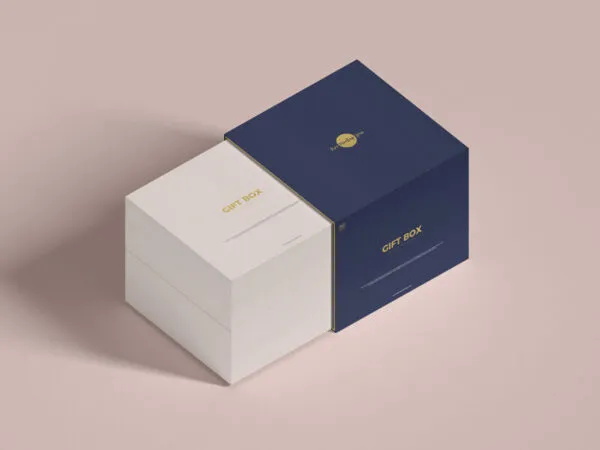 Perspective View Slide Gift Box Mockup in Plain Setting 1
