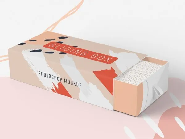 Perspective View Slightly Open Sliding Gift Box Mockup 1