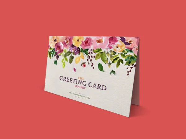 Perspective View Standing Greeting Card Mockup 1