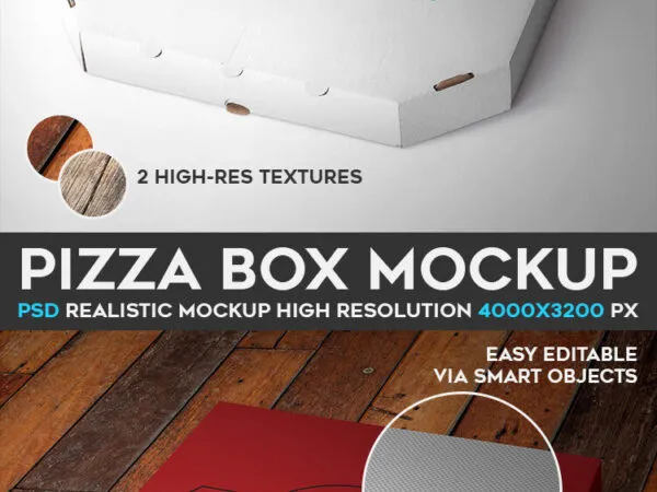 Perspective View Take away Pizza Box Mockup on Floor 1