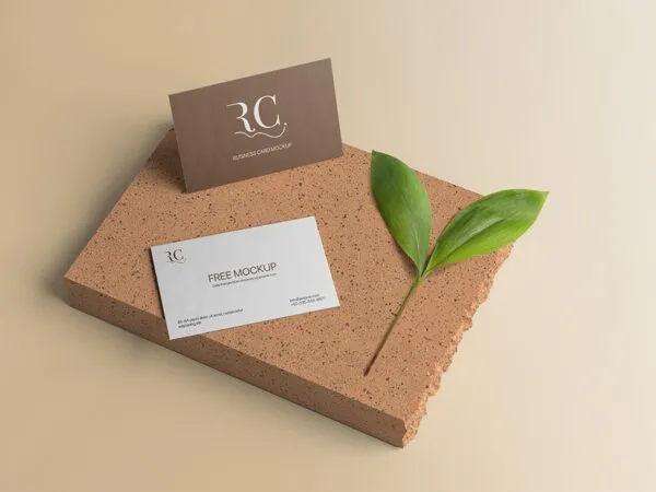 Perspective View of 2 Business Cards Mockup 1