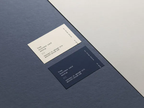 Perspective View of 2 Horizontal Business Cards on Paper Mockup 1