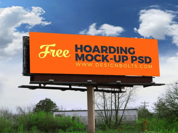 Perspective View of 2 Outdoor Advertising Billboard Mockup 1